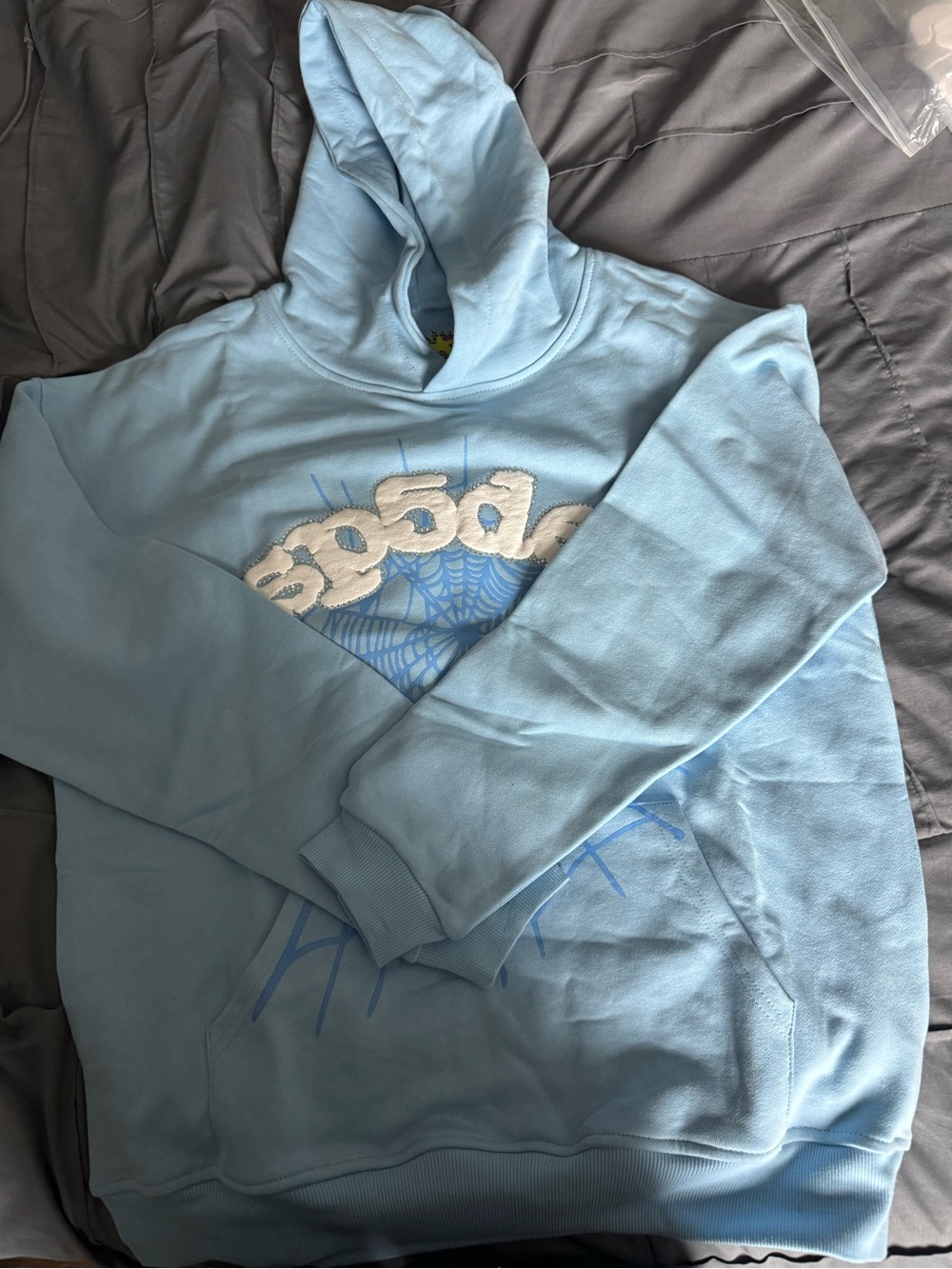 Men's Light Blue Graphic Hoodie SP5DER